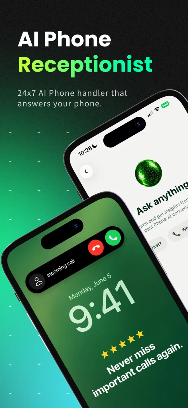 AI phone receptionist answering an incoming call